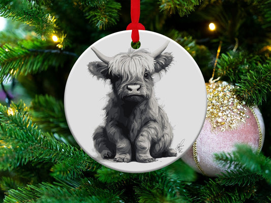 Highland Cow Ornament, Highland Cow Tree Ornament, Farm Ornament, Highland Cow Decor, Cow Ornament, Christmas Ornament for Cow Lover Gift