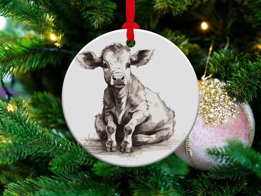 Baby Cow Ornament, Cow Tree Ornament, Farm Ornament, Baby Cow Decor, Cow Ornament, Christmas Ornament for Cow Lover Gift
