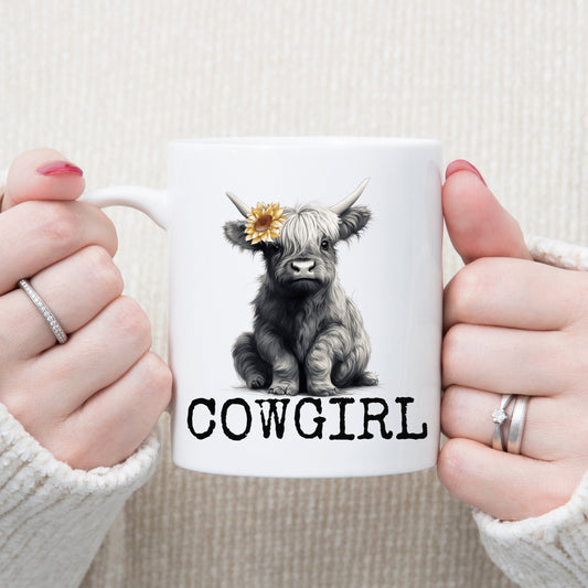 Cute Highland Cow Mug, Cowgirl Gift, Baby Highland Cow Mug, Cow Lover Gift, Farmhouse Coffee Cup, Baby Highland Cow Cup, Mother's Day Gift
