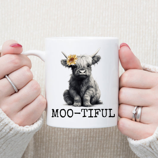 Cute Highland Cow Mug, Moo-Tiful Mug, Baby Highland Cow Mug, Cow Lover Gift, Rustic Coffee Cup, Baby Highland Cow Cup, Mother's Day Gift