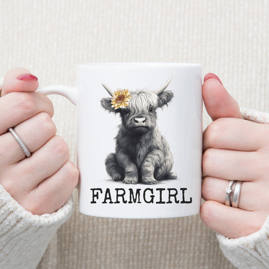 Highland Cow Mug, Cute Farmgirl Gift, Baby Highland Cow Mug, Cow Lover Gift, Rustic Coffee Cup, Baby Highland Cow Cup, Mother's Day Gift