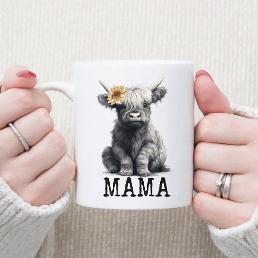 Cute Highland Cow Mug, Gift For Mama, Baby Highland Cow Mug, Cow Lover Gift, Farmhouse Coffee Cup, Highland Cow Cup, Mother's Day Gift