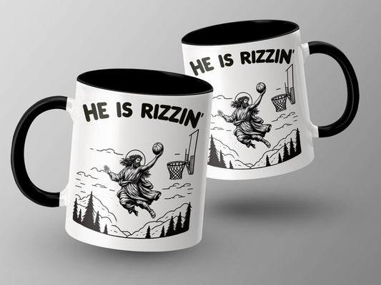 He Is Rizzin' Mug, Funny Jesus Cup, Easter Mug, Christian Easter Mug, Easter Gift, Easter Day Gift, Jesus Basketball Cup
