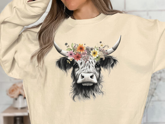 Highland Cow Shirt, Spring Highland Cow Sweatshirt, Cow Lover Hoodie, Highland Cow Gift, Cute Highland Cow, Animal Lover Gift, Cow Bodysuit