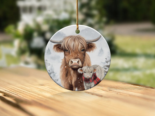 Highland Cow Christmas Ornament, Vintage Highland Cow Ornament, Christmas Gift Cow Lover, Farmhouse Ornament, Highland Christmas Cow Gift